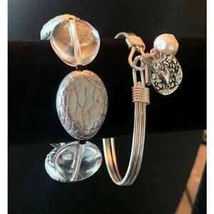 Vintage Shades of Silver Bracelets - Set of 2, Unmarked